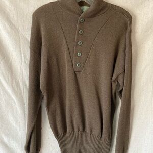Men's Brown Button-Up Sweater